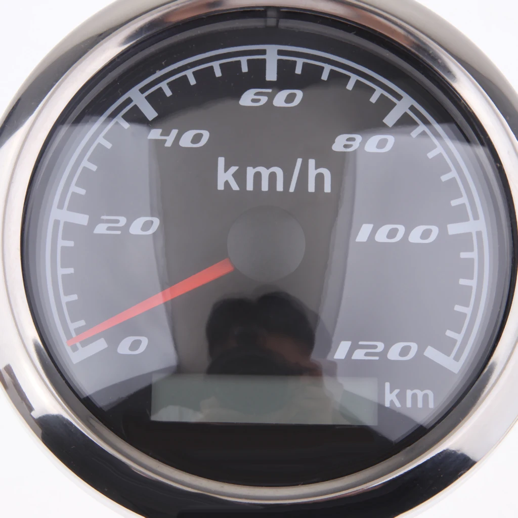 Marine Car Digital GPS Speedometer Gauge 0-120 km/h 85mm 316L Black