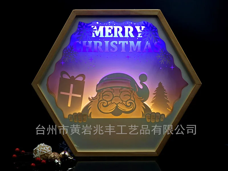 

LED table lamp night light wood handmade crafts Christmas festival decoration 3d light and shadow night lamp paper