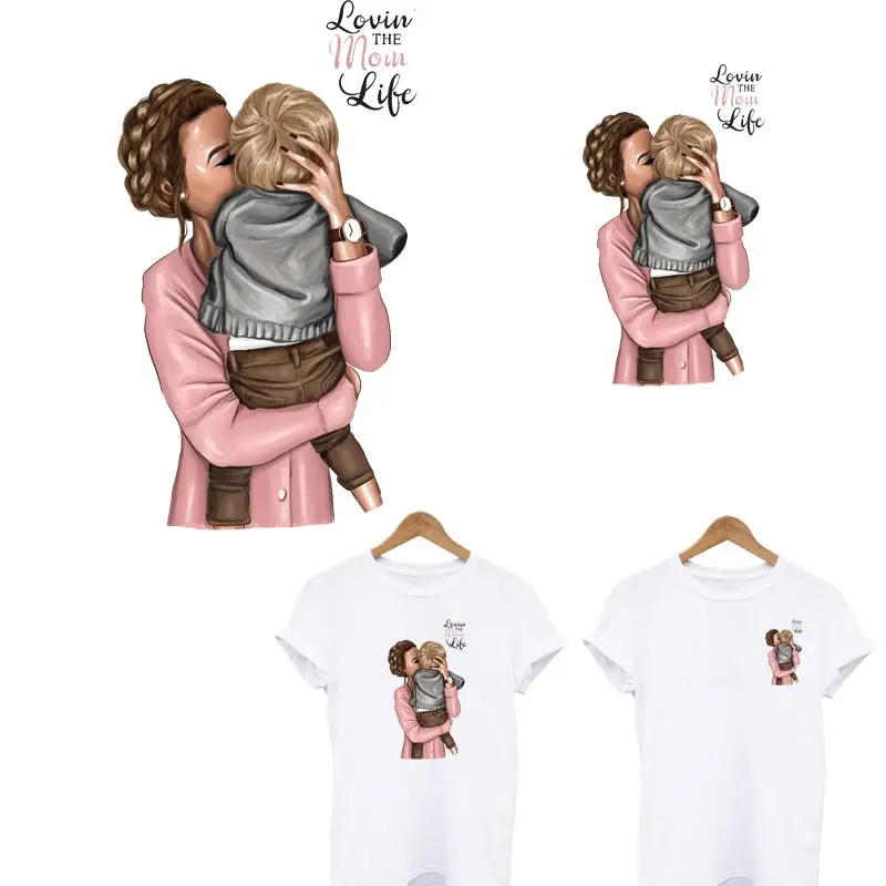 DIY Patch Super Mom&Baby Iron On Transfers For Clothing Washable Women