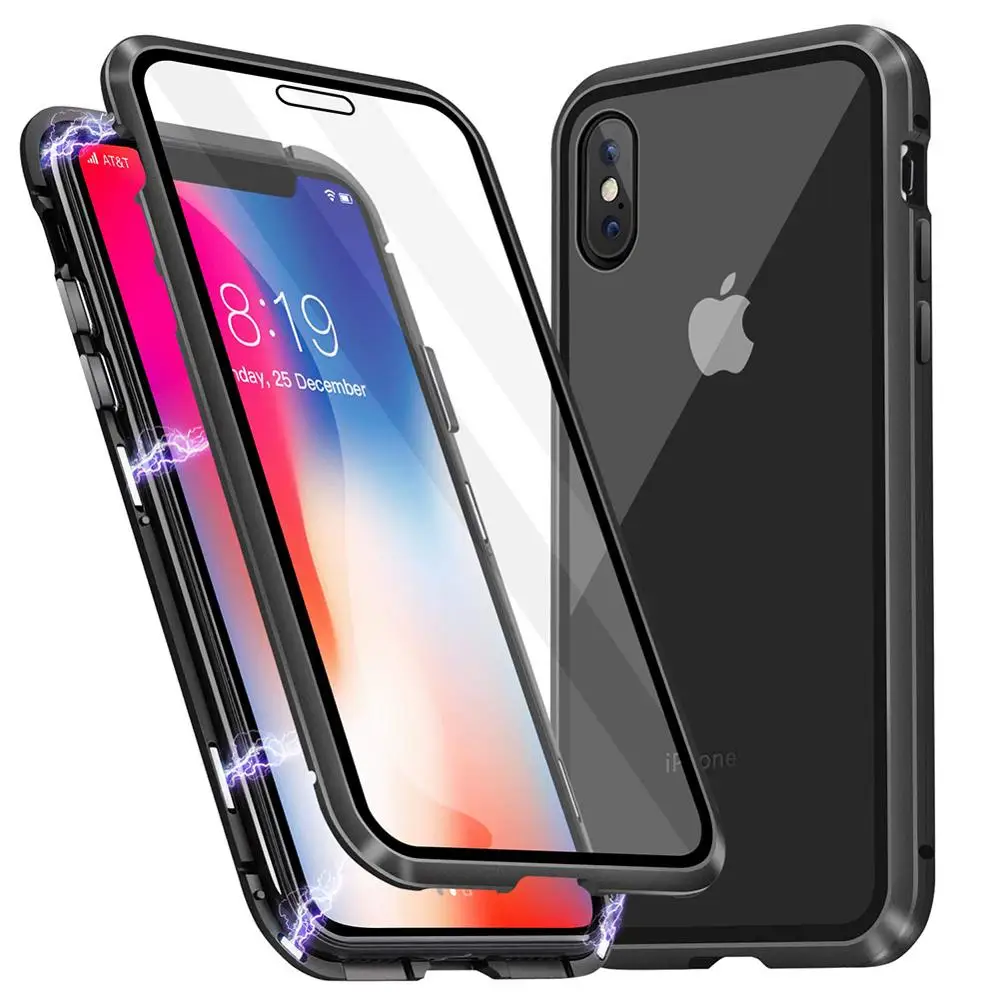 Роскошный Магнитный чехол для iPhone 11 pro max металлический стеклянный iphone x/xs/6/6s/7/8 plus