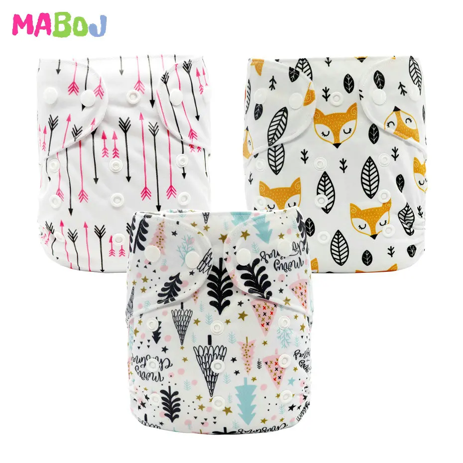 PD5-8-13 MABOJ тканевые подгузники для малышей, 3 шт., моющиеся подгузники, многоразовые подгузники, водонепроницаемые подгузники с подкладкой из бамбукового хлопка, древесного угля, микрофибры - Цвет: PD5-8-13