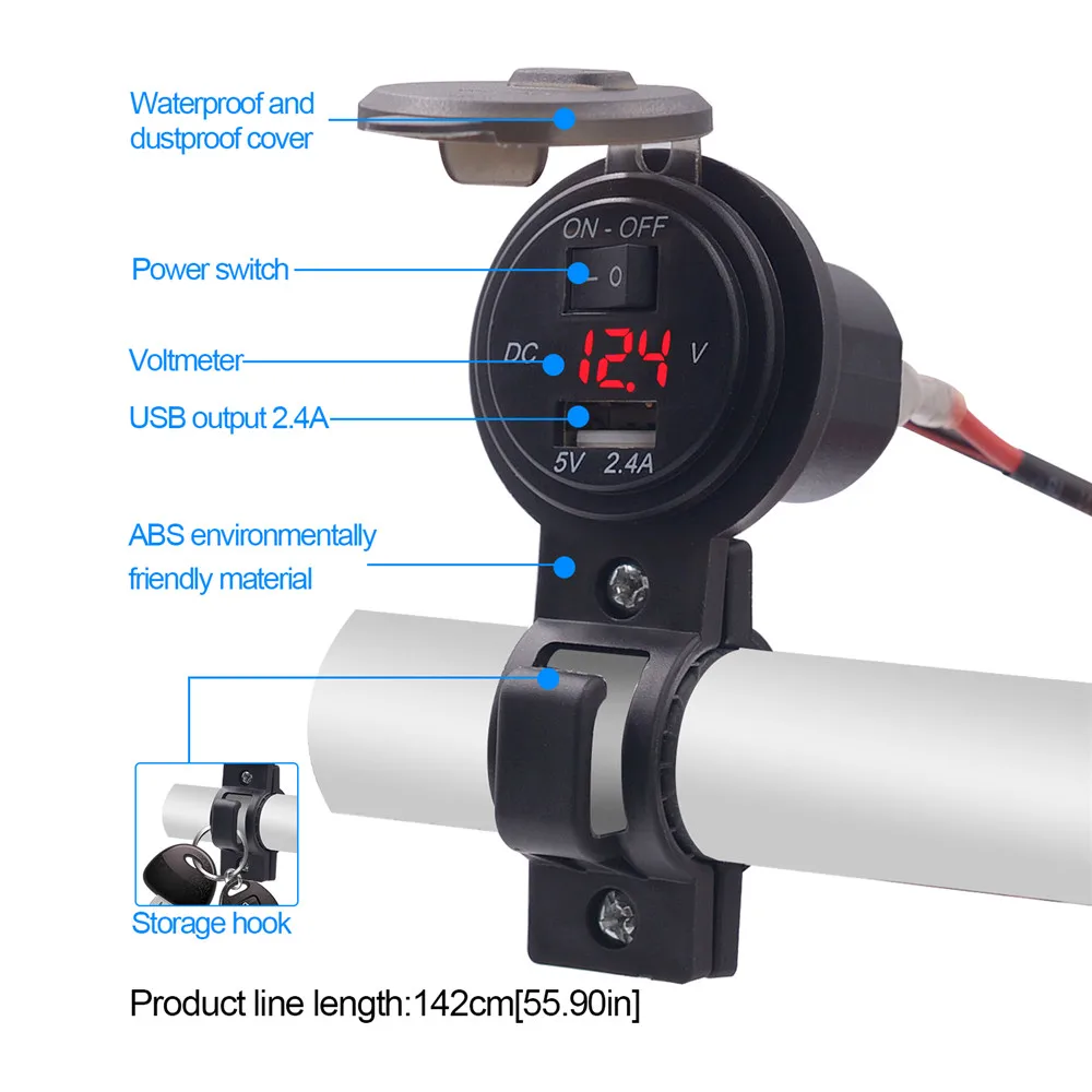 5V 2.4A на руль мотоцикла или USB Зарядное устройство разветвитель на Мощность адаптер розетка с выключателем Аксессуары для мотоциклов
