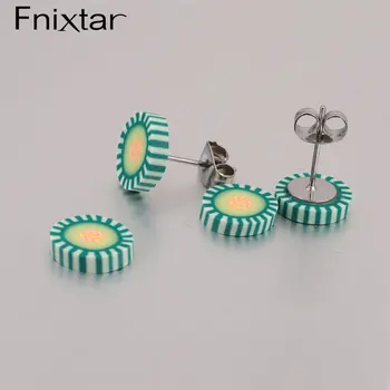 

Fnixtar 50Pairs/Lot Cute Fruits Earrings Stainless Steel Soft Clay Earrings 2020 Fashion Statement Earrings For Womens Jewelry