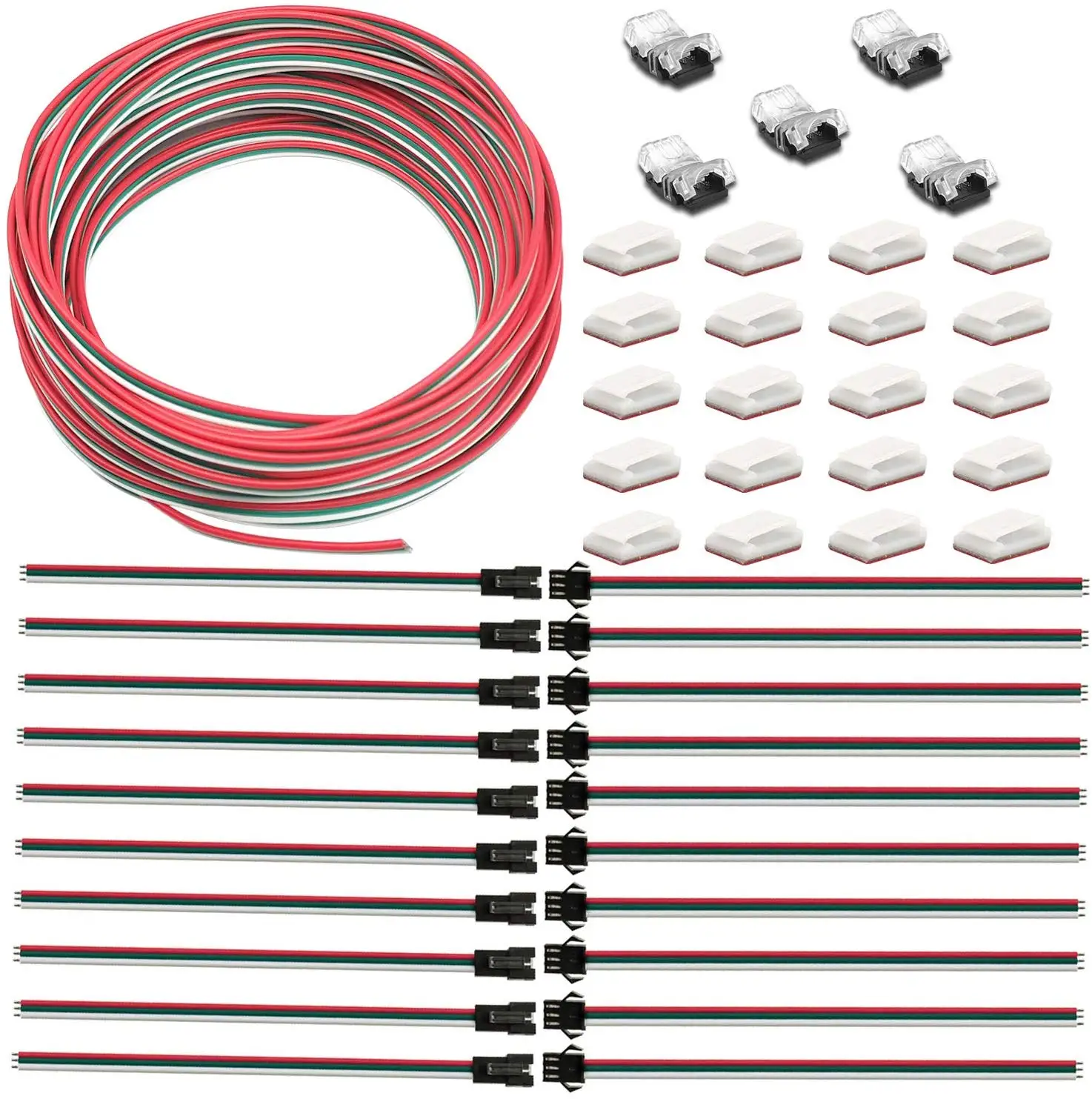3Pin LED Strip Wire Kit 22AWG 10mm RGB Connectors 3 Pin JST SM Male to Female Plug for WS2811 2812B Led | Лампы и освещение
