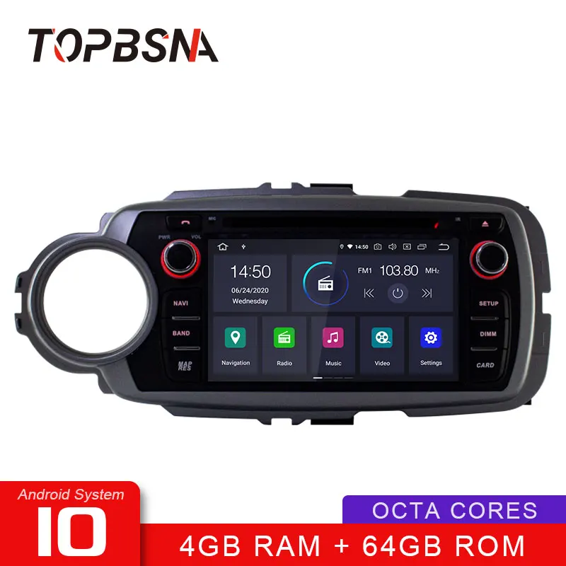 TOPBSNA Android 10 автомобильный стерео для Toyota Yaris 2012 2014 2015 2016 2017 2018 2 Din Автомобильный