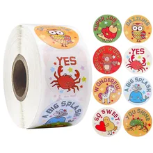 

Cartoon Animals Reward Sticker Cute Handmade Seal Labels Encourage Student 500pcs/roll 1 inch 8 Designs Kids Toy Decor Sticker
