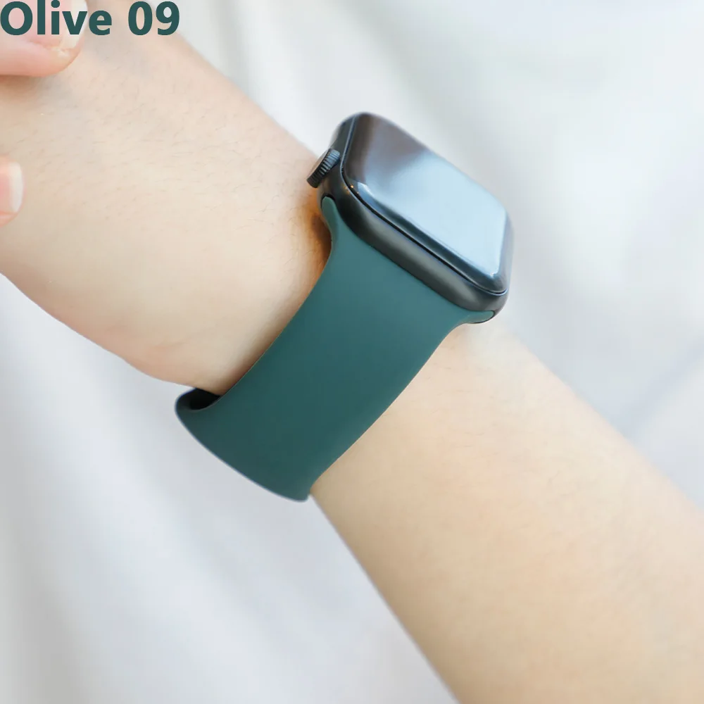 Olive 09 Спортивный ремешок для Apple Watch ремешок 44 мм 40 4 3 iwatch ремешок 42 мм 38 мм силиконовый pulseira ремешок для часов Браслет Apple watch 5 ремешок 44 мм - Цвет ремешка: Olive 09