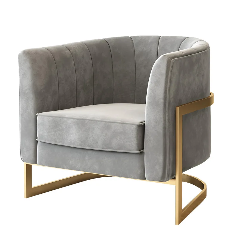 Диван в скандинавском стиле, индивидуальное кресло для спальни, золотой ленивый диван, железный стул для гостиной, роскошная одежда, маникюрный магазин, стулья для спальни - Цвет: grey