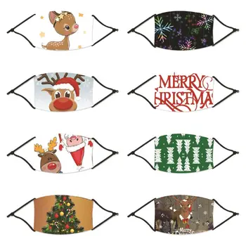 

5 Pack Christmas Pattern Washable Reusable Face Mask,Unisex Anti Air Dust Cotton,Protect Cover With 5 Filters