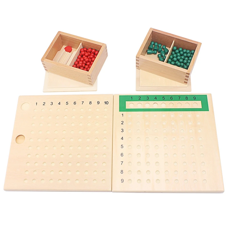 Montessori Wooden Toys Multiplication Board & Unit Division Board with Green Skittles Mathematics Toys Tables of Arithmetic Gift