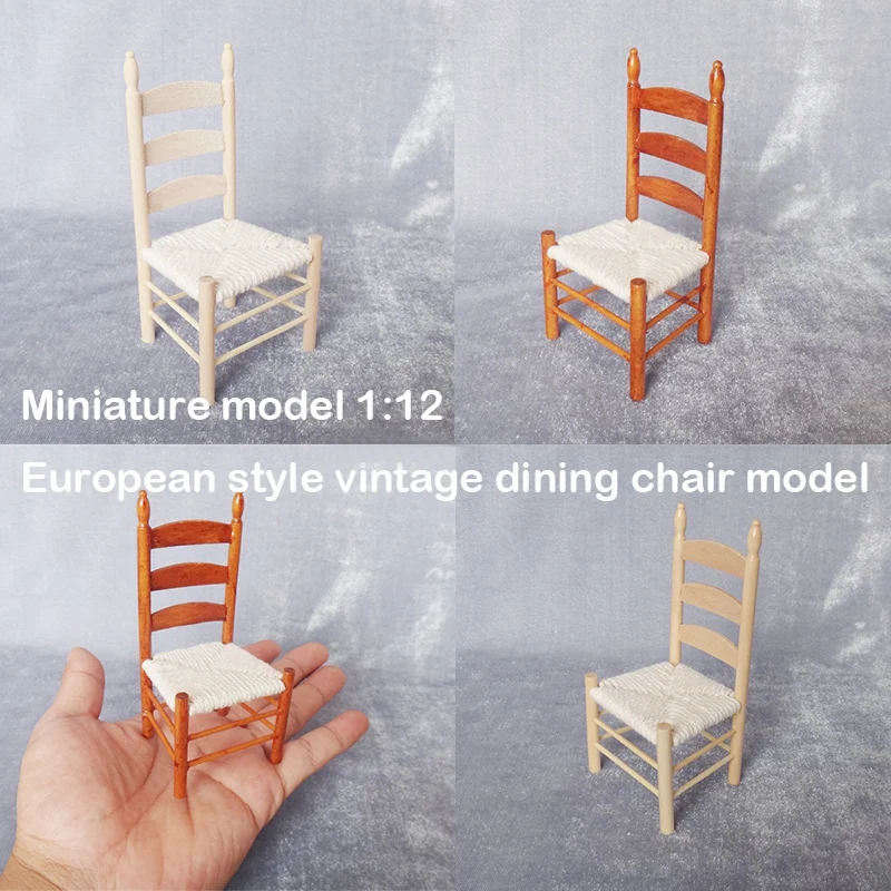 Modelo em Miniatura Europeu do Vintage Cadeira de Jantar Modelo de Mesa de Areia Modelo de Construção Estilo Materiais 1:12