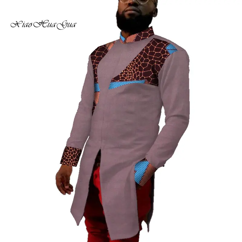 Новая африканская одежда с принтом, африканская Мужская рубашка, Повседневная Свадебная мужская длинная рубашка, рубашки Дашики с воротником-стойкой, мужская одежда WYN691