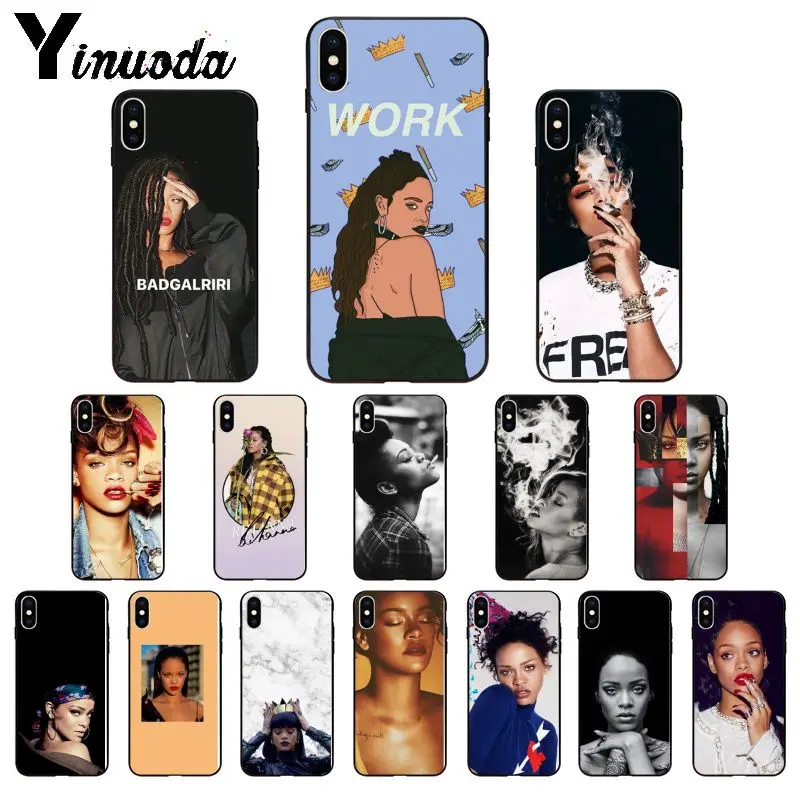 

Yinuoda Rihanna Smoke Black TPU Soft Phone Case Cover for Apple iPhone 8 7 6 6S Plus X XS MAX 5 5S SE XR Mobile Cover