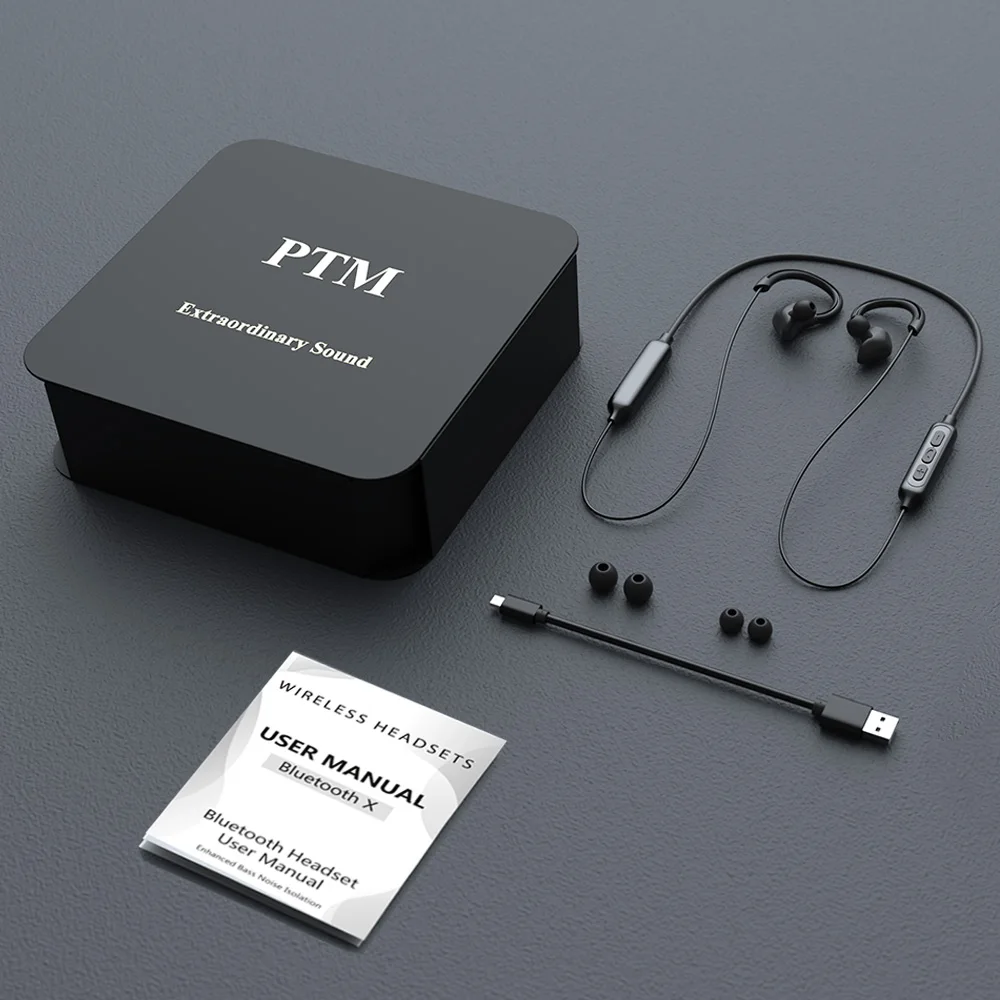 PTM Bluetooth наушники беспроводные анти падение спортивные тяжелый бас гарнитура с
