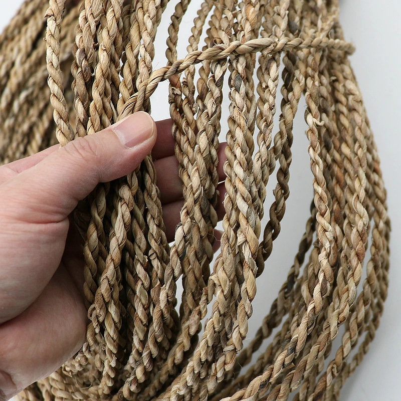 50M Natural Water Hyacinth Straw Rope Width 5MM Handmade Weaving Grass Material Rattan Braids Knit Repair Chair Basket Decor