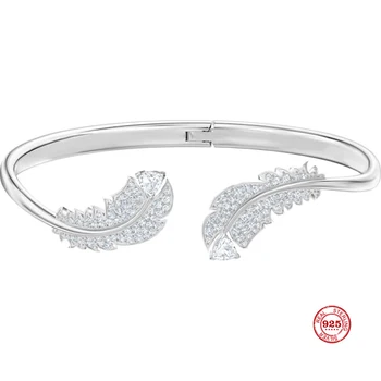 

2020 New Fashion Charm Pure 925 Silver Original 1:1 Copy, Light Feather Fashion Wild Open Bracelet Female Luxury Jewelry Gifts