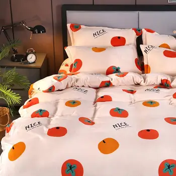 

YanTing Reactive Printing Flannel Duvet Cover 100% Microfiber Fabric AB Version Double-Sided Velvet Duvet Cover Pastoral Style