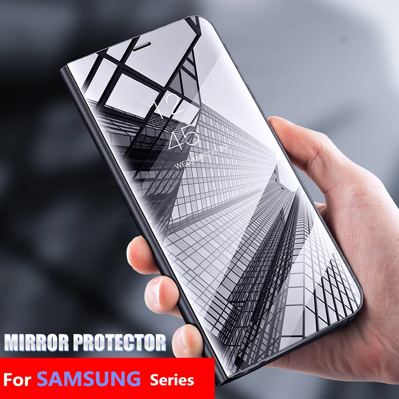Умный зеркальный флип-чехол с подставкой для Samsung Galaxy S8 S10 S9 Plus S7 Edge Note 9 8 J7 J5 2017 A6 A8 J4