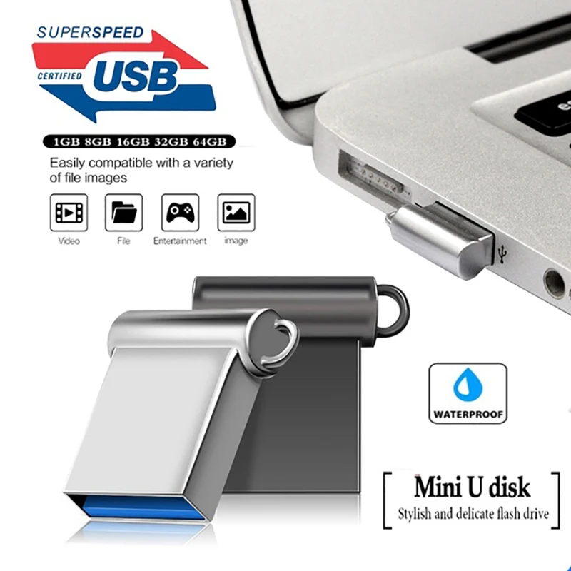 Мини USB флеш накопитель 64 ГБ водонепроницаемая флешка 128 высокоскоростная Флешка