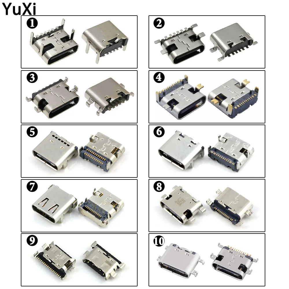 50pcs Micro USB Type C Connector jack Charging Dock port Plug Type-C Socket Female jack For Xiaomi H