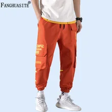 Мужские повседневные штаны в стиле хип-хоп, для бега, Осень-зима, высокое качество, хлопок, спортивные штаны, с принтом, с большими карманами, модные брюки карго, A918-1