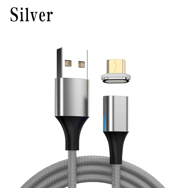 1 м Магнитный кабель Micro usb type-C кабель для iPhone 7 8 samsung Redmi Быстрая зарядка Магнитный зарядный шнур USB кабели для передачи данных - Цвет: Silver