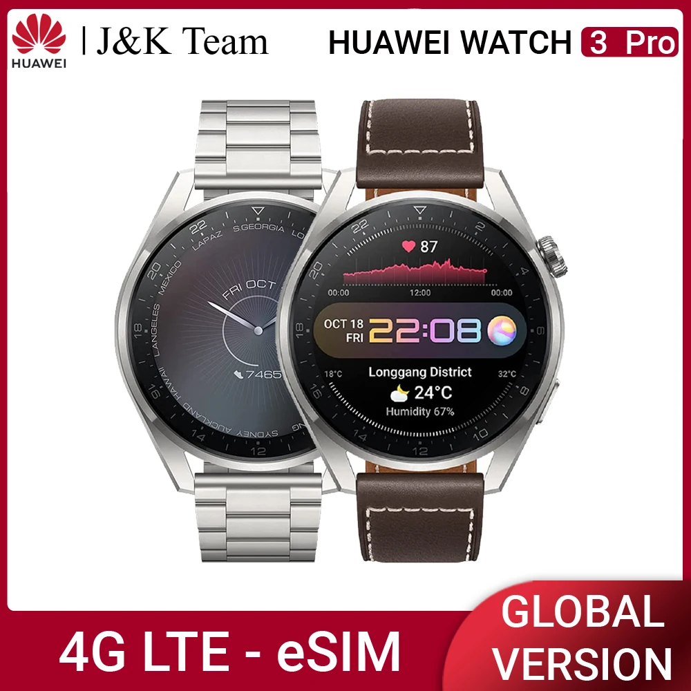 Умные часы HUAWEI WATCH 3 Pro сотовые вызовы eSIM встроенные умные с GPS NFC совместимые