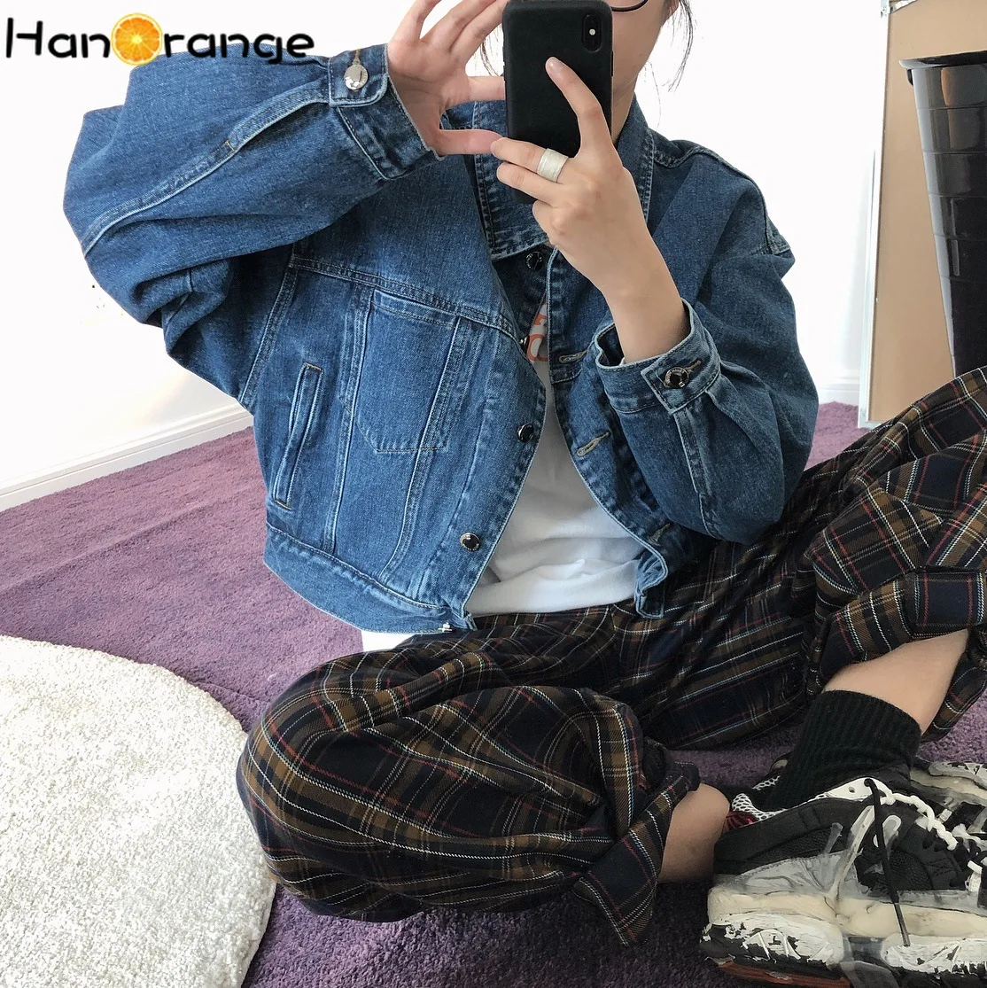 

Spring Autumn Retro Fashionable Short Denim Jacket Loose Outwear Female