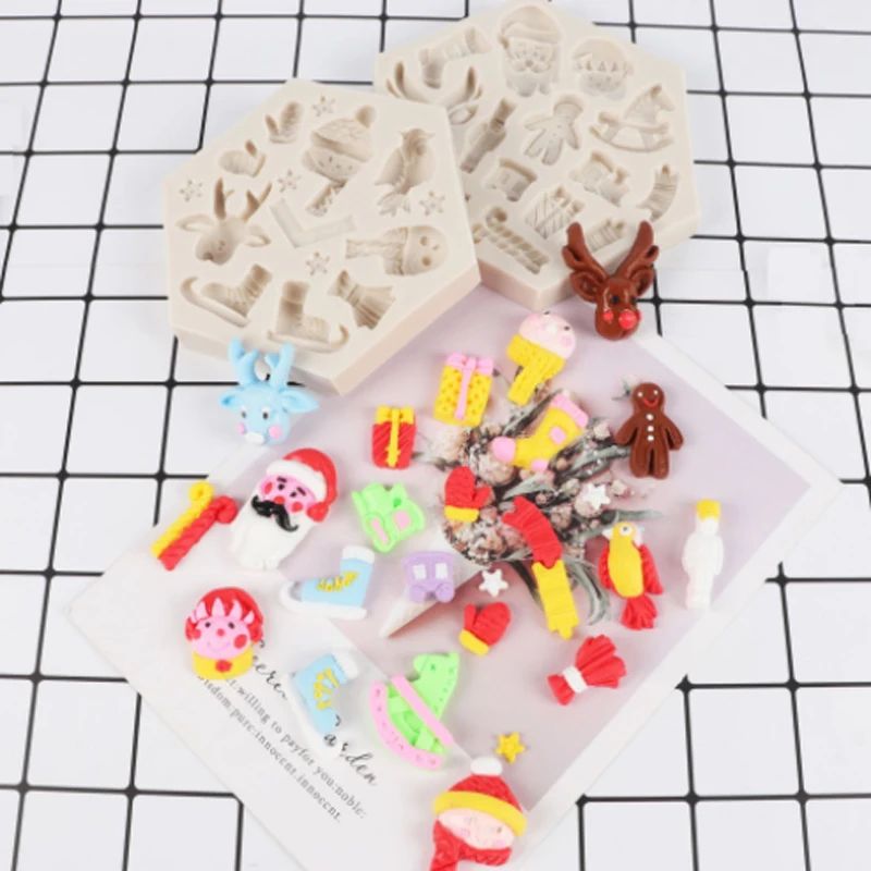 

Christmas Series Santa Claus Elk Molds Fondant Cakes Decor Silicone Molds Sugarcraft Chocolate Baking Tools Cakes Gumpaste Fimo