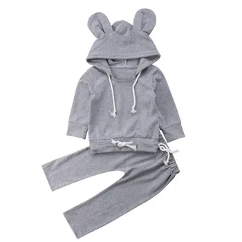 

New Style Toddler Kids Baby Girl Boy Hoody Pant Set Fashionable Concise Comfy Kid Clothes Set