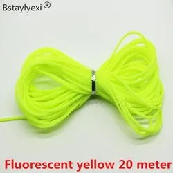 20 Meter Multicolor 2mm Hollow Rubber Tubing for Jewelry and Decorative DIY Accessories (Yellow 20  meters)
