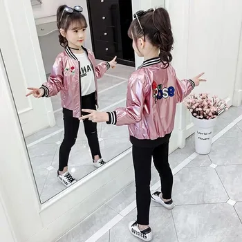 

Fashion Girls Jacket 4-13 Years Old Bright Color Children's Clothing Labeling Letter Hoodies Coats Online Celebrity Clothes