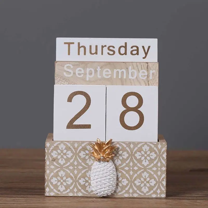 Винтажный деревянный вечный календарь вечный блок планировщик фотография Реквизит месяц дни недели и Дата Дисплей домашнее украшение для офисного стола