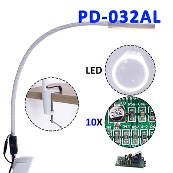 

led magnifier lamp Desk Clip-on Magnifying Glass Lamp Lighted Illuminated 10X Optical Magnifier for PCB Inspection