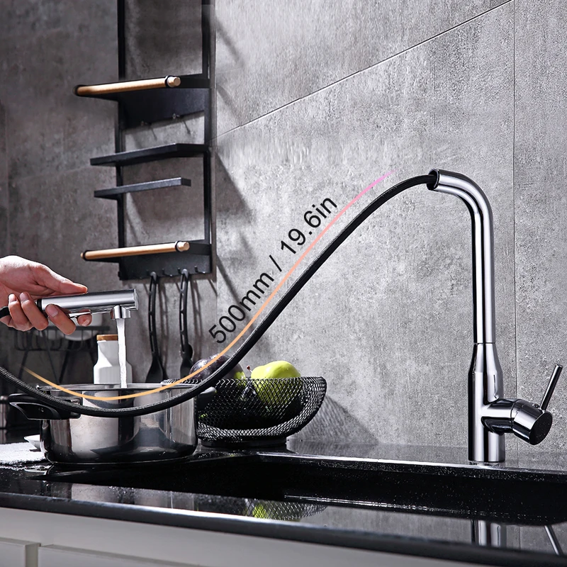 Gavaer Медные Кухонные смесители с одной ручкой, выдвижные кухонные краны, Дизайн 360 °, горячий и холодный прямоугольный кран, кухонный водопроводный кран