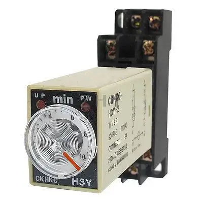 

AC 220V H3Y-2 0-10 Minutes 10Min DPDT 8 Pins Power on Time Delay Relay w Socket