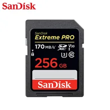 SanDisk-tarjeta SD Extreme PRO U3 para cámara, 256GB de memoria SDXC de alta velocidad, Clase 10, 512, UHS-I, 128, 64 y 170 GB, MB/s V30
