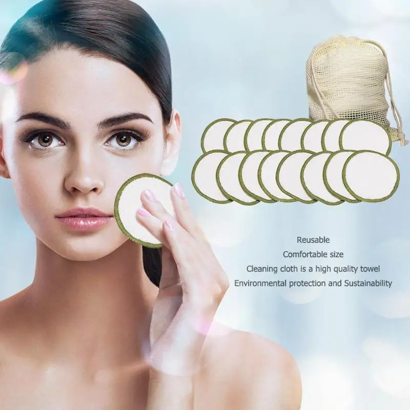 16pcs/set Soft Makeup Remover Pads Bamboo Fiber Practical Face Tissues Reusable Circular Cosmetic Wipes Accessories