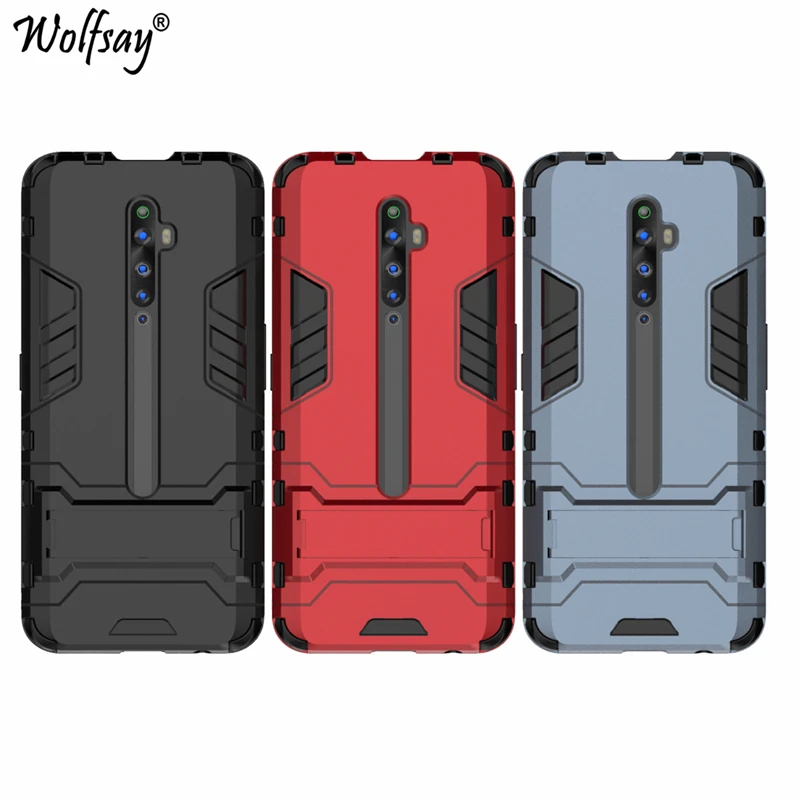 Чехол Wolfsay для Oppo Reno 2Z противоударный Гибридный чехол подставка силиконовый