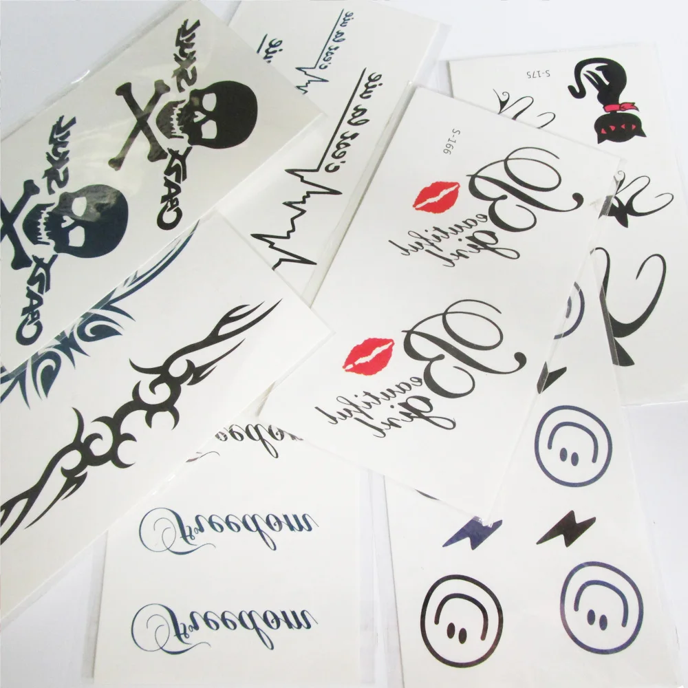 

Addfavor 30pcs/set Transfer Temporary Tattoos Sexy Lips Leaf Black Cartoon Fake Tattoo Sticker Women Girls Kids Body Art