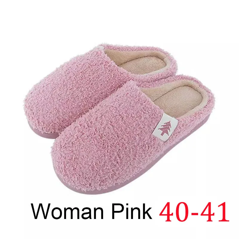 pink 40-41 Xiaomi Mijia Top Shu/Нескользящие зимние тапочки; домашние мужские и женские теплые тапочки; хлопковые комнатные женские тапочки; плюшевые Тапочки - Цвет: pink 40-41