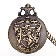 Винтаж Гриффиндор узор кварцевые карманные часы ретро Подвеска для ожерелья карманные и Fob часы для мужчин и женщин подарок