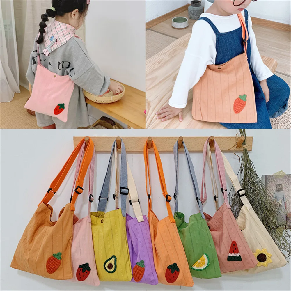 

Children Girl Kids Coin Purse Bag Hobos Mini Small Cute Cotton Fabric Fruits Solid Korean Accessories Wholesale Gifts