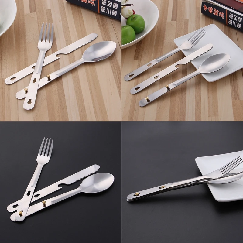 

3pcs Camping Cookware Portable Tableware Spoon Fork Knife Picnic Utensils Sets