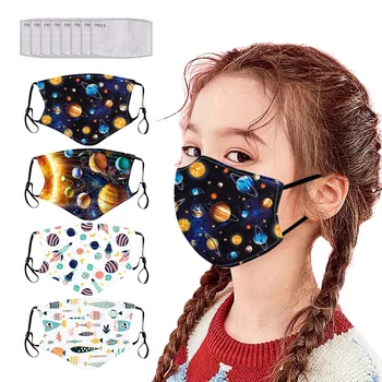 

4pc Children‘s Masks Printed Outdoor Reusable Washable Face Shield Breathable Mascarillas Printing Mouth Mask Anti-dust Masque