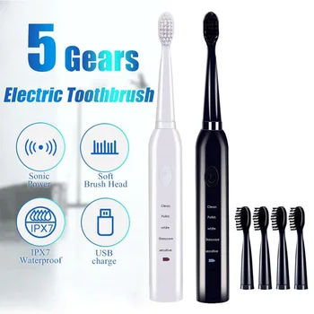 

Ultrasonic Sonic Electric Toothbrush Rechargeable Tooth Brushes Washable Electronic Whitening Teeth Brush Adult Timer Brush