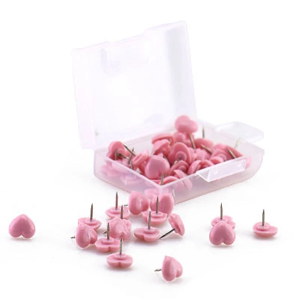 Heart shape 50pcs Plastic Quality Cork Board Safety Colored Push Pins Thumbtack Office School Accessories Supplies |