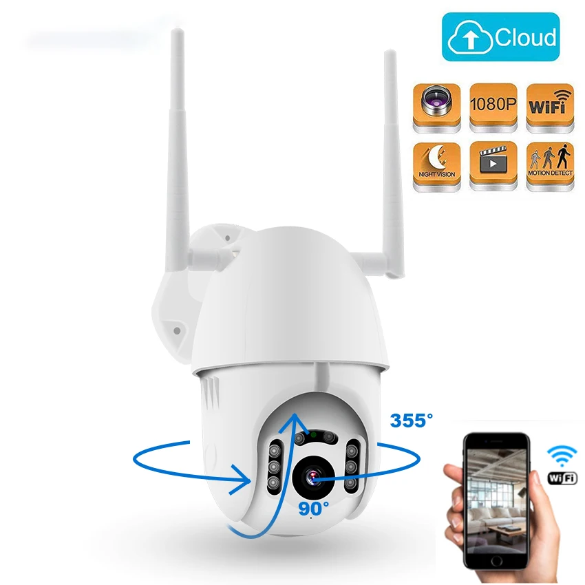 

PTZ WIFI Dome IP Camera 1080P Outdoor Waterproof 2MP Security Speed Camera TF Card Wireless IP Camera