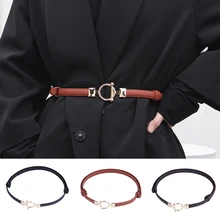 Solid Color Belt Thin Belt Imitation Leather Belt Dress Belt Buckle Belt All-match Temperament INS Simplicity Stylish Belt