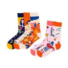 Ins стильные носки, осенние и зимние женские хипстерские носки для скейтборда, креативные дышащие хлопковые носки, женские повседневные носки